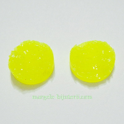 Cabochon rasina, imitatie minereu, galben, 12x4-6mm