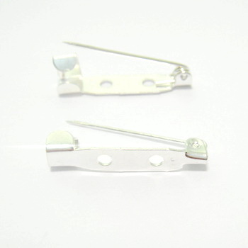 Suport brosa argintiu, 25x5mm, cu 2 orificii