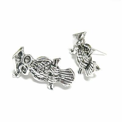 Tortite cercei, argintiu antichizat, bufnita 22x10mm 2 buc