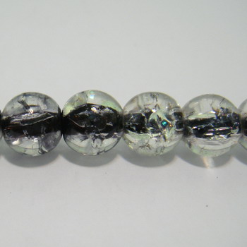Margele sticla crackle transparente cu interior negru 8 mm