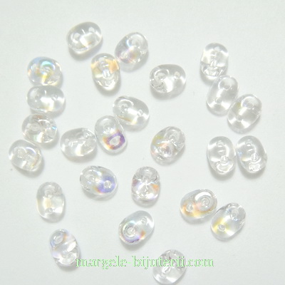 Margele Superduo 2,5x5mm, Crystal AB