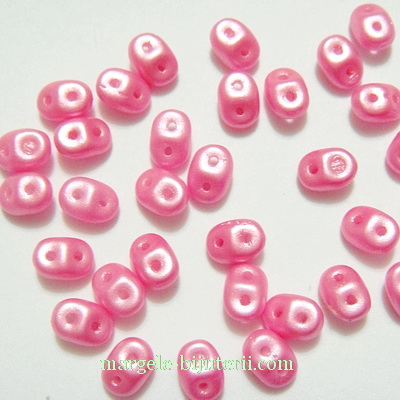 Margele Superduo 2,5x5mm, pastel color pink 2.5 x 5 mm