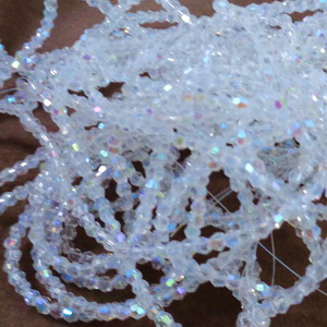 Cristale biconice 3mm, transparente AB-sirag 30cm 1 buc