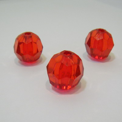 Margele plastic fatetate rosii 16mm