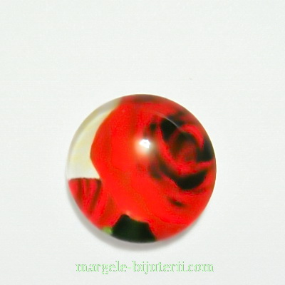 Cabochon sticla, 12mm, cu flori, model 6