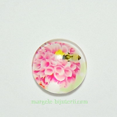 Cabochon sticla, 12mm, cu flori,model 29