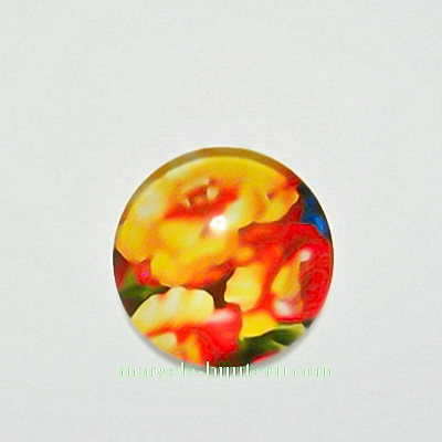 Cabochon sticla, cu flori, 14mm, model 37 1 buc