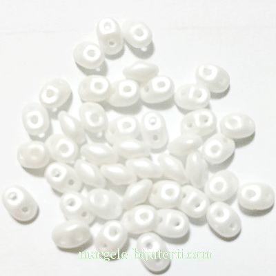 Margele Superduo 2,5x5mm, pastel color white 2.5 x 5 mm