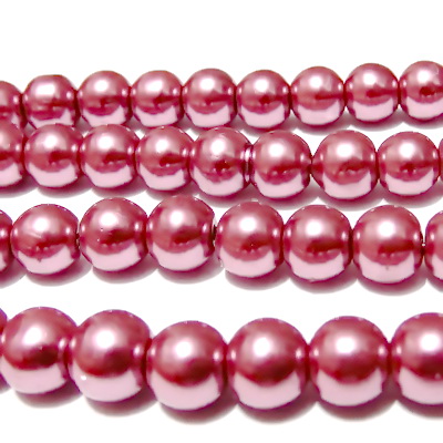 Perle sticla mov-roz 8mm