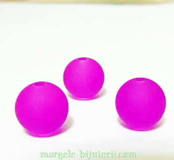 Margele plastic, violet-neon, mate, 14mm