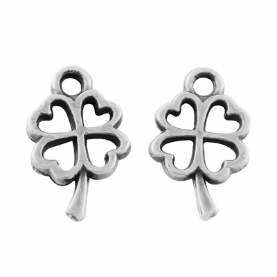Pandantiv argintiu antichizat, trifoi cu 4 foi, 10x7mm 1 buc