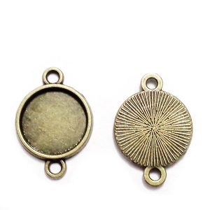 Conector/ link bronz, baza cabochon,  22x15mm, interior: 10mm