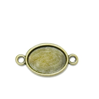 Conector/ link bronz, baza cabochon, 24x13mm, interior: 14x10mm