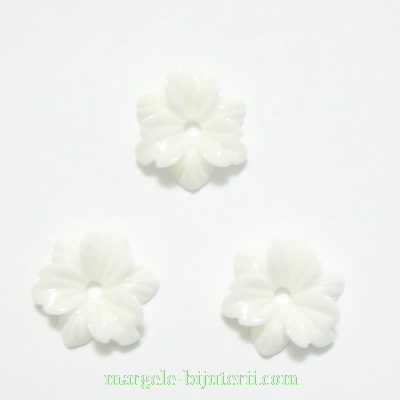 Margele rasina, albe, floare 12x3mm