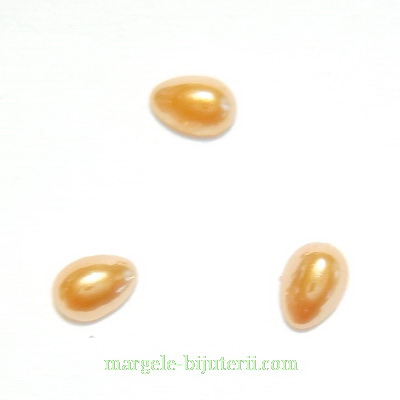 Cabochon sticla, auriu-roscat, sidefat, lacrima 6x4x2mm
