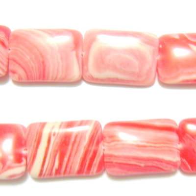 Turcoaz sintetic, roz-somon cu alb, pernita, 18x13x5mm 1 buc