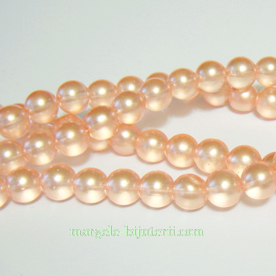 Perle sticla semitransparente roz-deschis 8mm