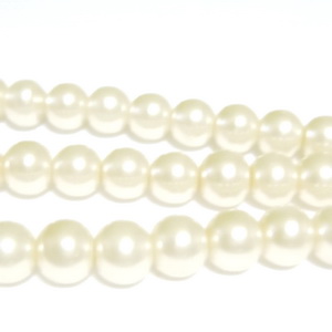 Perle sticla, crem deschis-alb, 8mm 