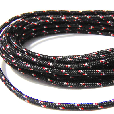 Snur paracord, negru cu rosu si alb, 4mm