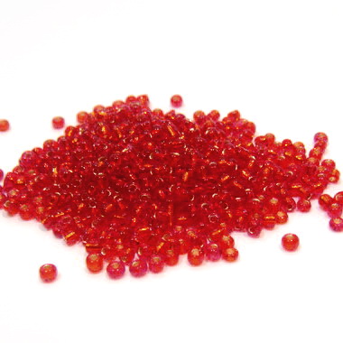 Margele nisip, rosii, cu interior argintiu, 2mm 20 g