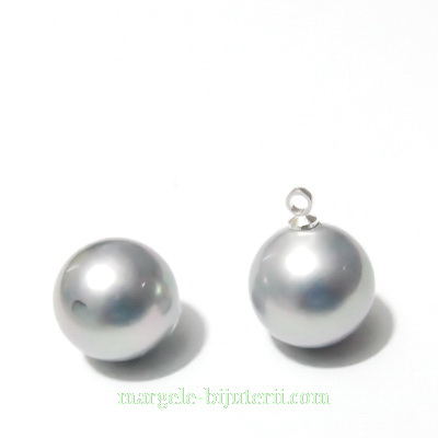 Perle stil Mallorca, argintii, semigaurite, 12mm