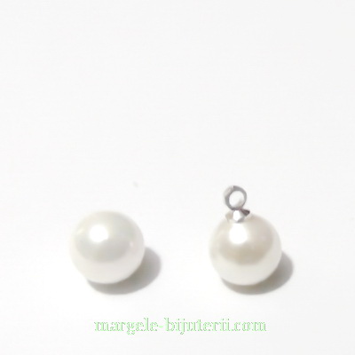  Perle stil Mallorca, albe, semigaurite, 8mm