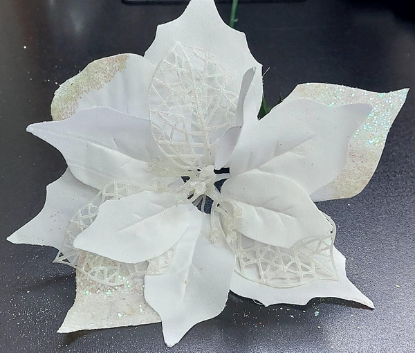 Craciunita alba cu glitter, 24~25 cm 1 buc