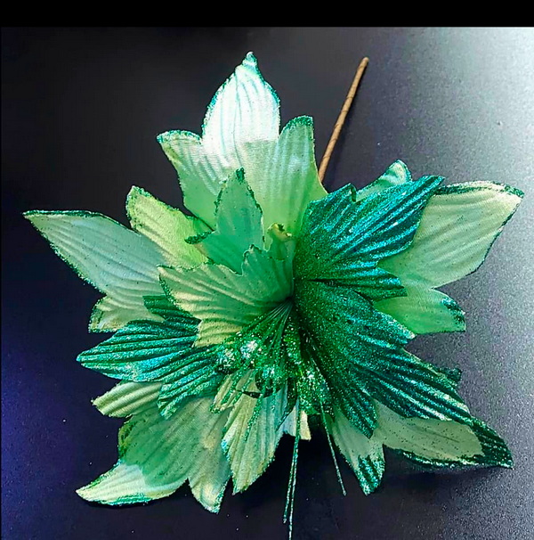 Craciunita vernil cu paiere si glitter verde deschis, 18~33cm 1 buc