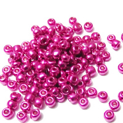 Margele nisip, fucsia, metalizate, 4mm