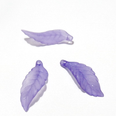 Frunza acrilica, frosted, violet, 30x11x2mm