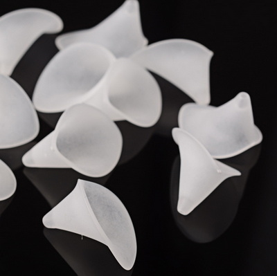 Flori acrilice, frosted, albe, 21x19mm 