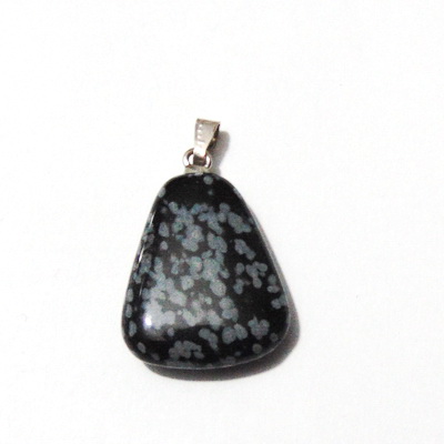 Pandantiv obsidian fulg de nea, trapezoidal, 22x7~17x5mm