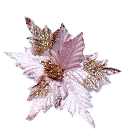 Craciunita roz-prafuit cu paiete si glitter auriu, 17~25cm 1 buc