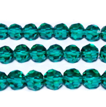 Margele sticla, multifete, verde smarald, 8mm 1 buc
