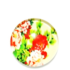 Cabochon sticla, cu flori, 20mm, model 8 1 buc