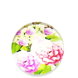 Cabochon sticla, cu flori, 20mm, model 11