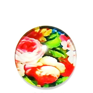 Cabochon sticla, cu flori, 20mm, model 13