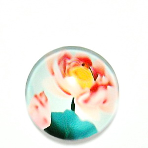 Cabochon sticla, cu flori, 20mm, model 15 1 buc