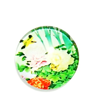 Cabochon sticla, cu flori, 20mm, model 23 1 buc