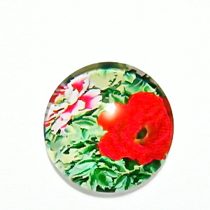 Cabochon sticla, cu flori, 20mm, model 30