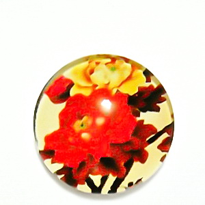 Cabochon sticla, cu flori, 20mm, model 35