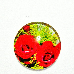 Cabochon sticla, cu flori, 20mm, model 43