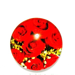 Cabochon sticla, cu flori, 20mm, model 45