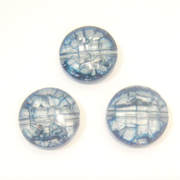 Margele plastic crackle disc, albastru inchis - 20mm