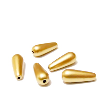 Perle plastic, aurii, mate, lacrima 13x3~5mm