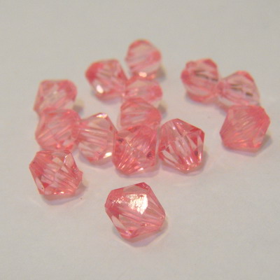 Margele plastic biconice roz 6mm
