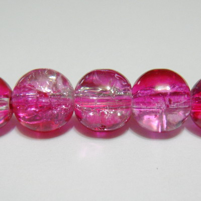 Margele sticla crackle roz 10 mm