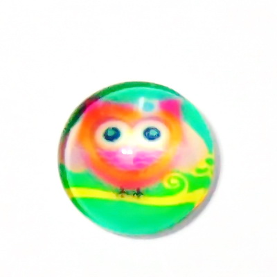 Cabochon sticla, 14mm, bufnita