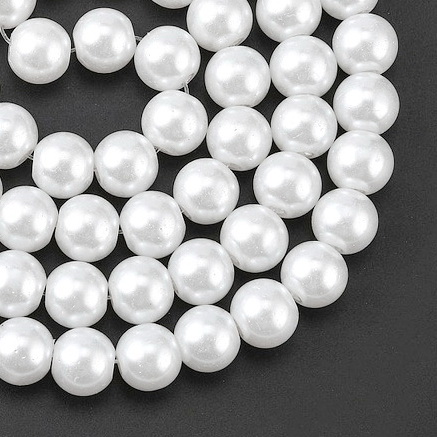 Perle  sticla albe, 10mm 10 buc