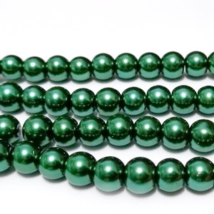 Perle sticla, sferice, verde inchis, 6mm 10 buc